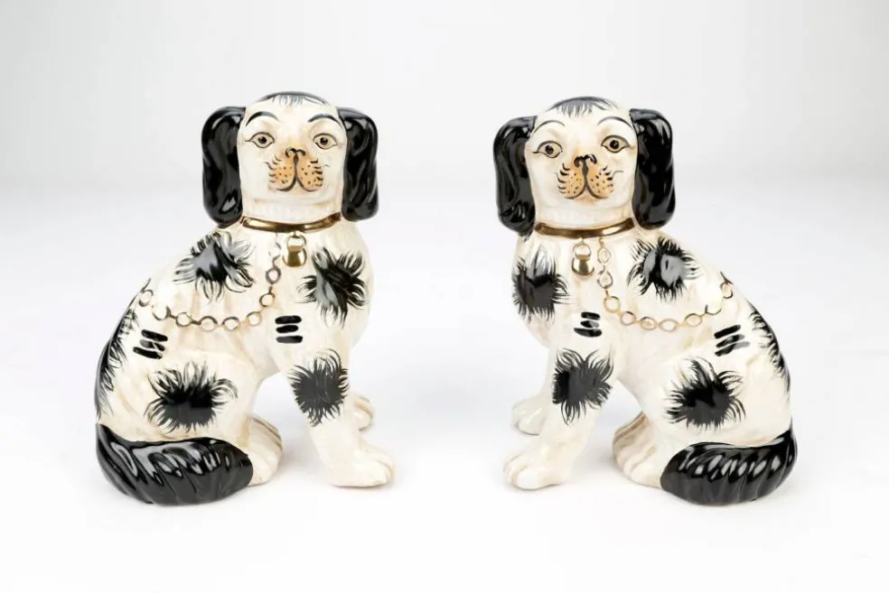 AAI Black and White Staffordshire Spaniels, Set of 2