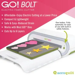 AccuQuilt GO! Bolt™ Electric Fabric Cutter Starter Set – Compact, Portable Cutting for Quilting