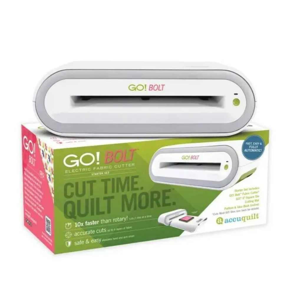 AccuQuilt GO! Bolt™ Electric Fabric Cutter Starter Set – Compact, Portable Cutting for Quilting