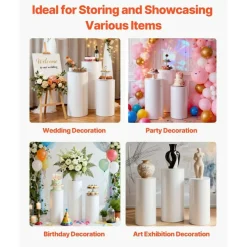 Acrylic 3-Piece Round Cylinder Wedding Flower Pedestal Stands