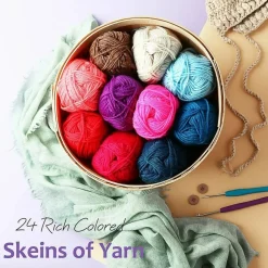 Acrylic Yarn Skeins Set for Crocheting Multicolored 50g Soft Knitting Yarn Skein
