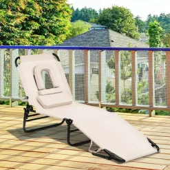 Adjustable Back Folding Beach Lounge Chair for Patio Pool or Garden