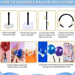 Adjustable Balloon Arch Kit 8.2FT & 6FT – Reusable Balloon Stand Frame with Base, Half Arch Floor Stand for Birthday, Wedding, Baby Shower, Graduation & Party Decorations (Black)