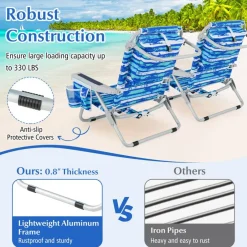 Adjustable Beach Chair with Cup Holder and Storage for Outdoor Relaxation