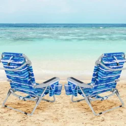 Adjustable Beach Chair with Cup Holder and Storage for Outdoor Relaxation