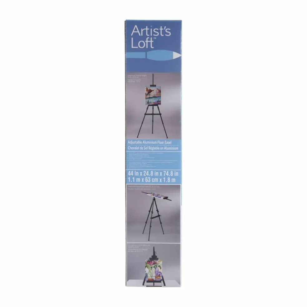 Adjustable Black Aluminum Floor Easel by Artist's Loft™