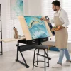 Adjustable Drafting Table with Stool – Artist Drawing Desk with Tilted Tabletop