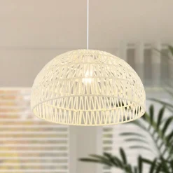 Adjustable Hanging Farmhouse Rattan Pendant Lamp