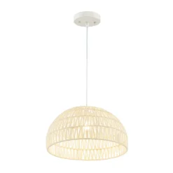 Adjustable Hanging Farmhouse Rattan Pendant Lamp