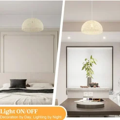 Adjustable Hanging Farmhouse Rattan Pendant Lamp