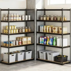 Adjustable Metal Storage Shelves 5 Tier Garage Shelving Unit with MDF Boards Boltless Utility Rack for Warehouse Kitchen and Basement
