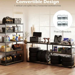 Adjustable Metal Storage Shelves 5 Tier Garage Shelving Unit with MDF Boards Boltless Utility Rack for Warehouse Kitchen and Basement