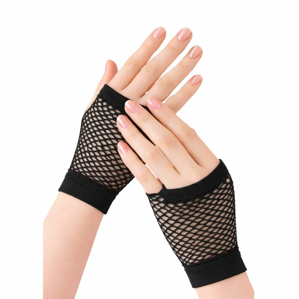 Adult Fingerless Costume Fishnet Gloves