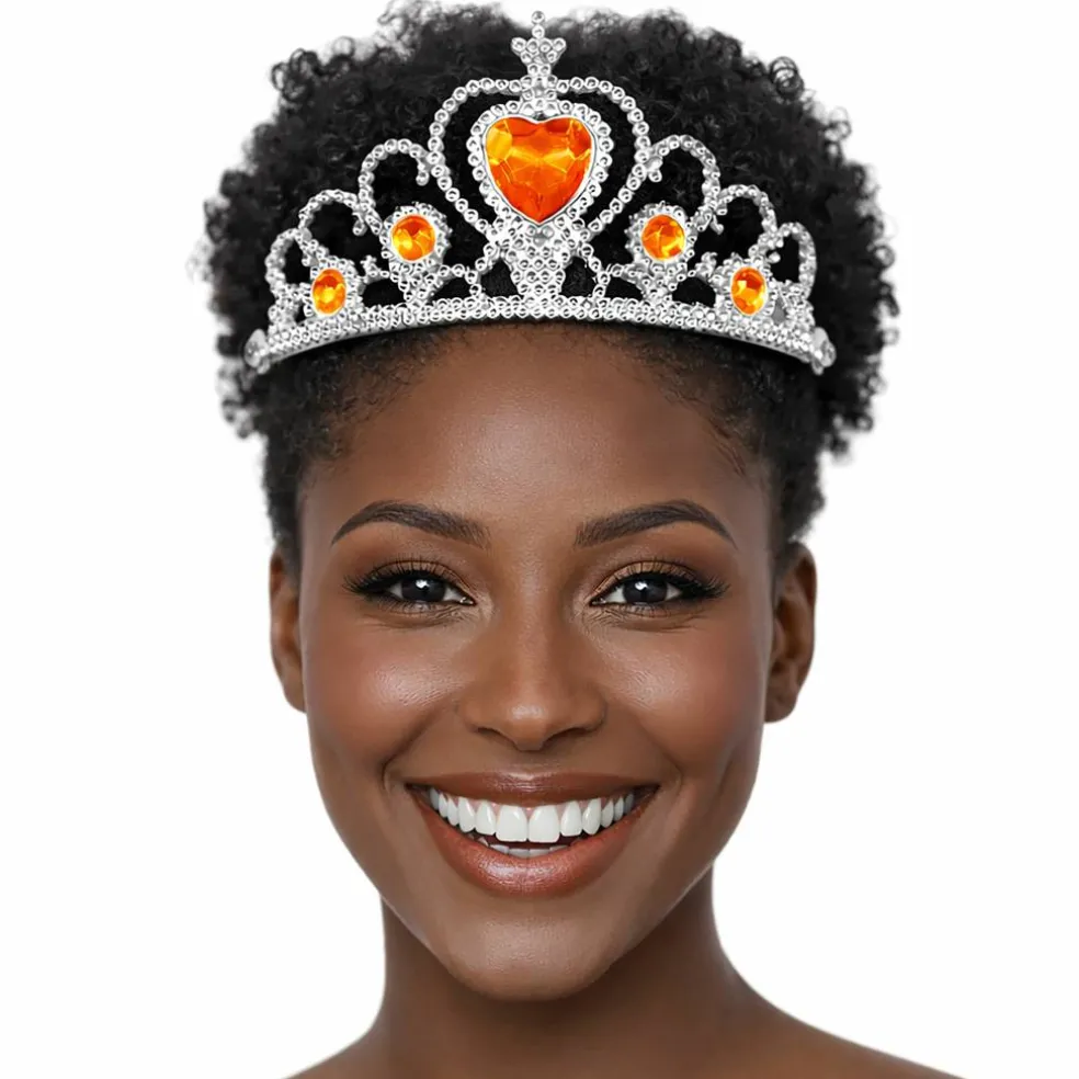 Adult Silver Plastic Costume Tiara with Gem