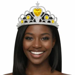 Adult Silver Plastic Costume Tiara with Gem