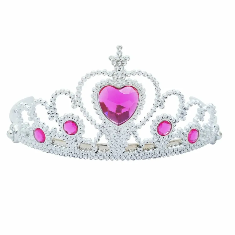Adult Silver Plastic Costume Tiara with Gem