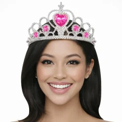 Adult Silver Plastic Costume Tiara with Gem
