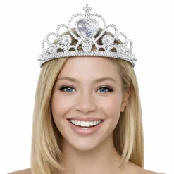 Adult Silver Plastic Costume Tiara with Gem