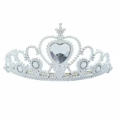 Adult Silver Plastic Costume Tiara with Gem