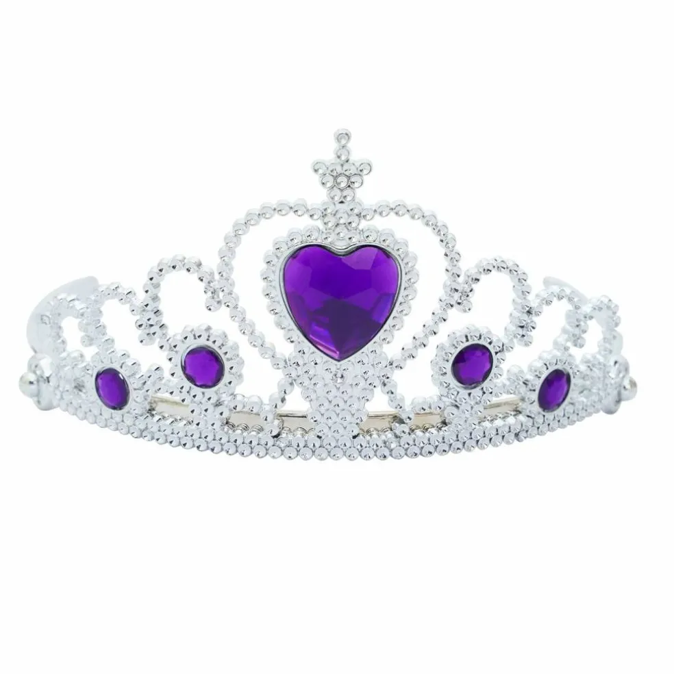 Adult Silver Plastic Costume Tiara with Gem