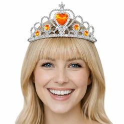 Adult Silver Plastic Costume Tiara with Gem