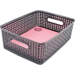 Advantus® Medium Black Plastic Weave Bin, 2ct.