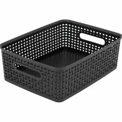 Advantus® Medium Black Plastic Weave Bin, 2ct.