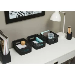 Advantus® Small Black Plastic Weave Bin, 3ct.