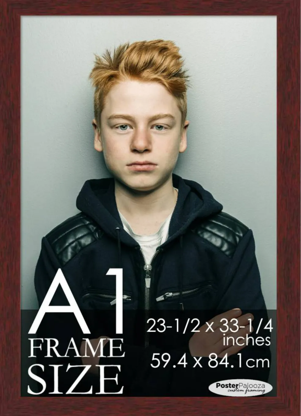 A1 Frame Brown Mahogany Finish Solid Pine Wood 23.5x33.25 Frame - Modern Wood A1 Picture Frame For A1 Size Artwork or Documents - Includes UV Acrylic Plexiglass, Foam Board Backing, Hardware