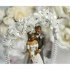 African American Sweet Flower and Crystal Arch Cake Topper