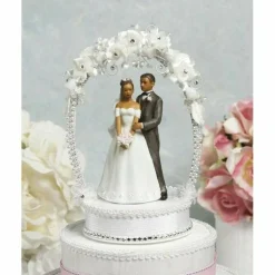 African American Sweet Flower and Crystal Arch Cake Topper