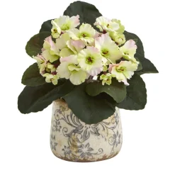 8" African Violet Artificial Plant in Floral Design Vase Set