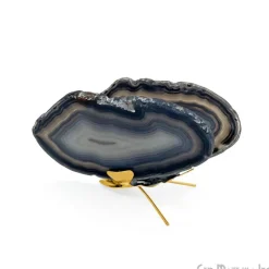 Agate Slice Butterfly, Natural Agate Décor, Butterfly Wing Home Décor, Agate Geode, Natural Gemstone Butterfly, Gold Plated
