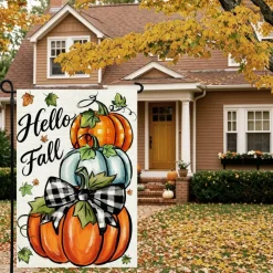 Agroon Hello Fall Garden Flag 12x18 Inch, Pumpkin Double Sided Flag