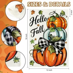 Agroon Hello Fall Garden Flag 12x18 Inch, Pumpkin Double Sided Flag