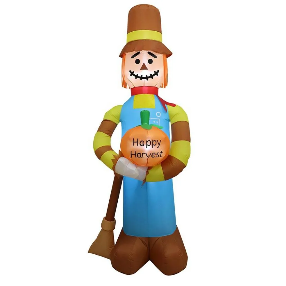 7.5' Air Blown Inflatable Scarecrow w/ Pumpkin and Broom GTF00019-75