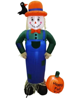 7' Air Blown Inflatable Thanksgiving Scarecrow Standing Next To Pumpkin GTF00048-7
