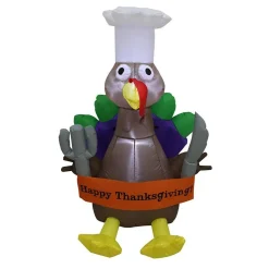4' Air Blown Inflatable Thanksgiving Turkey Chef w/ Banner GTF00012-4