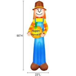 Airflowz Inflatable 7.5ft. Harvest Scarecrow Holding Pumpkin