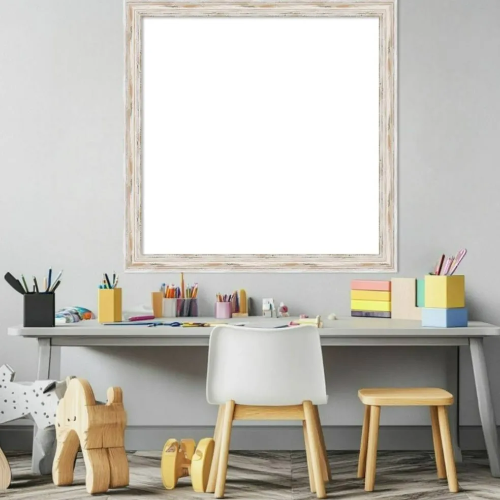 Alexandria White Wash Narrow Framed Dry Erase Magnetic Board