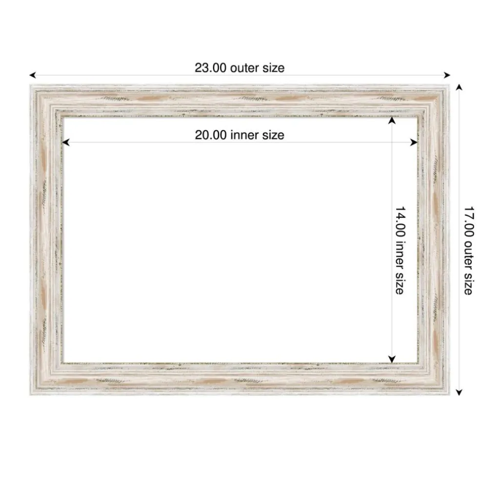 Alexandria White Wash Narrow Framed Dry Erase Magnetic Board