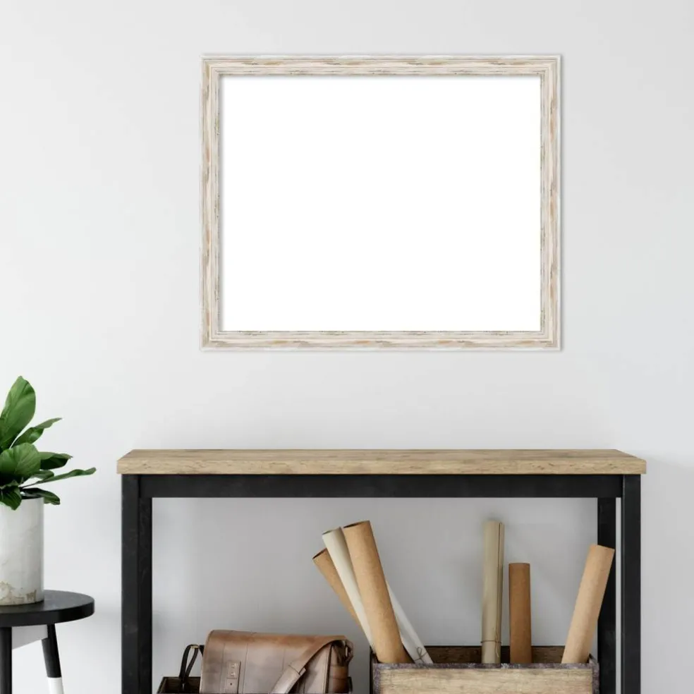Alexandria White Wash Narrow Framed Dry Erase Magnetic Board