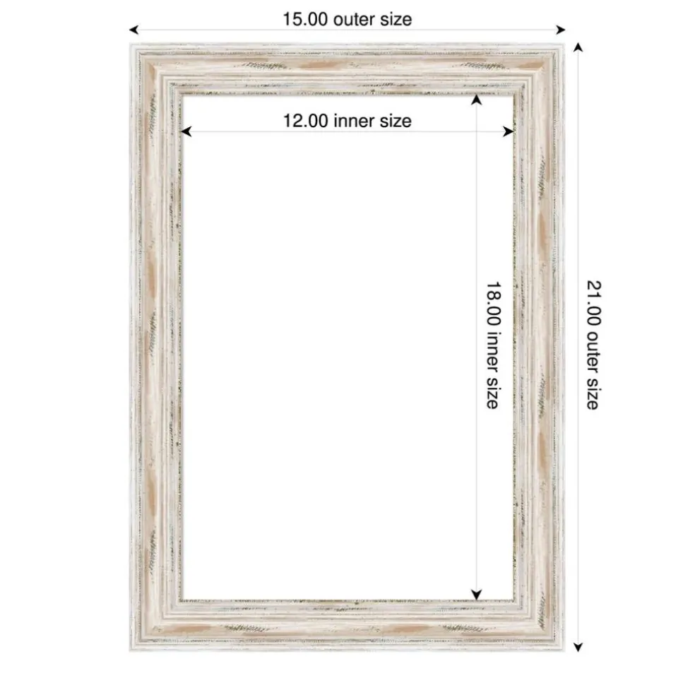 Alexandria White Wash Narrow Framed Dry Erase Magnetic Board
