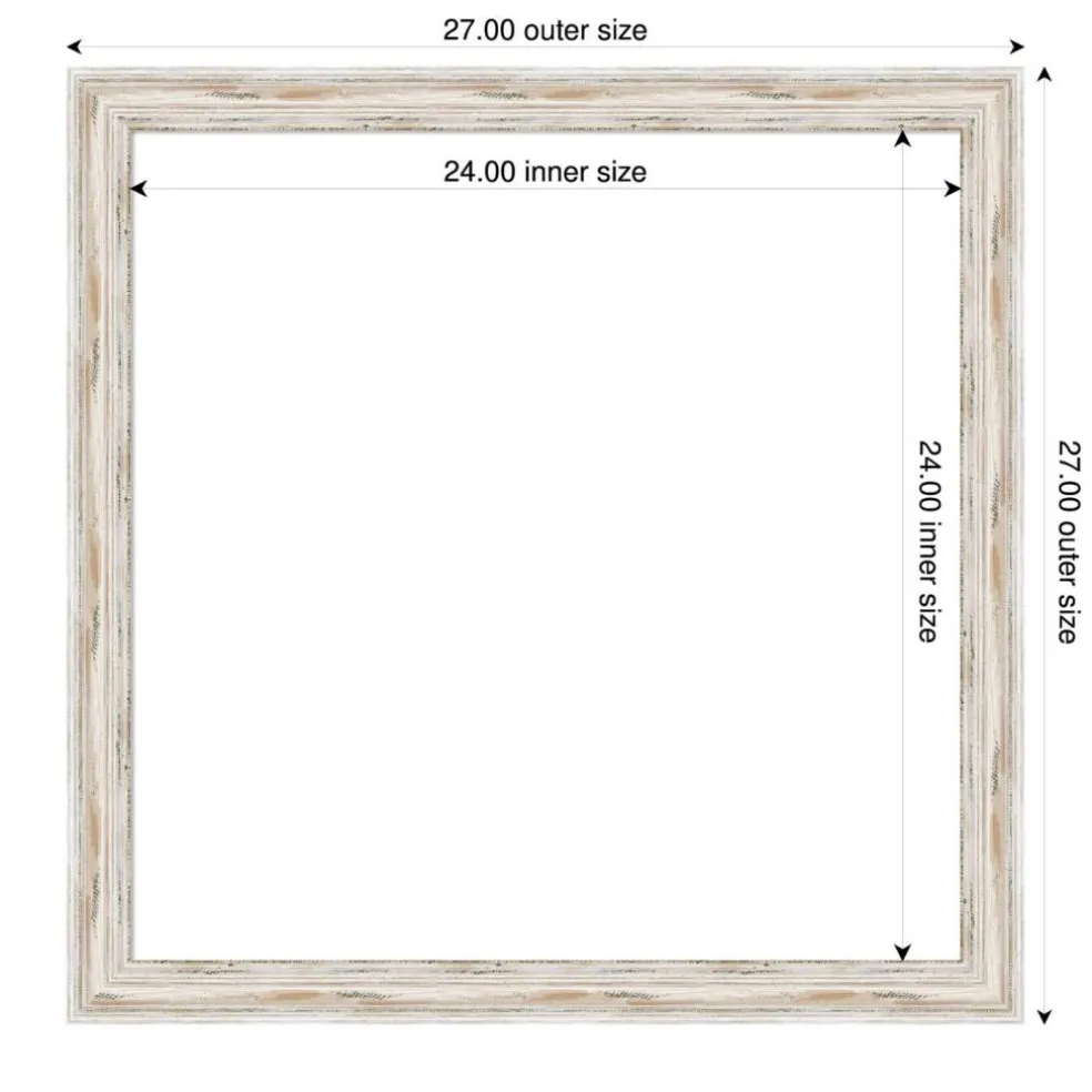 Alexandria White Wash Narrow Framed Dry Erase Magnetic Board