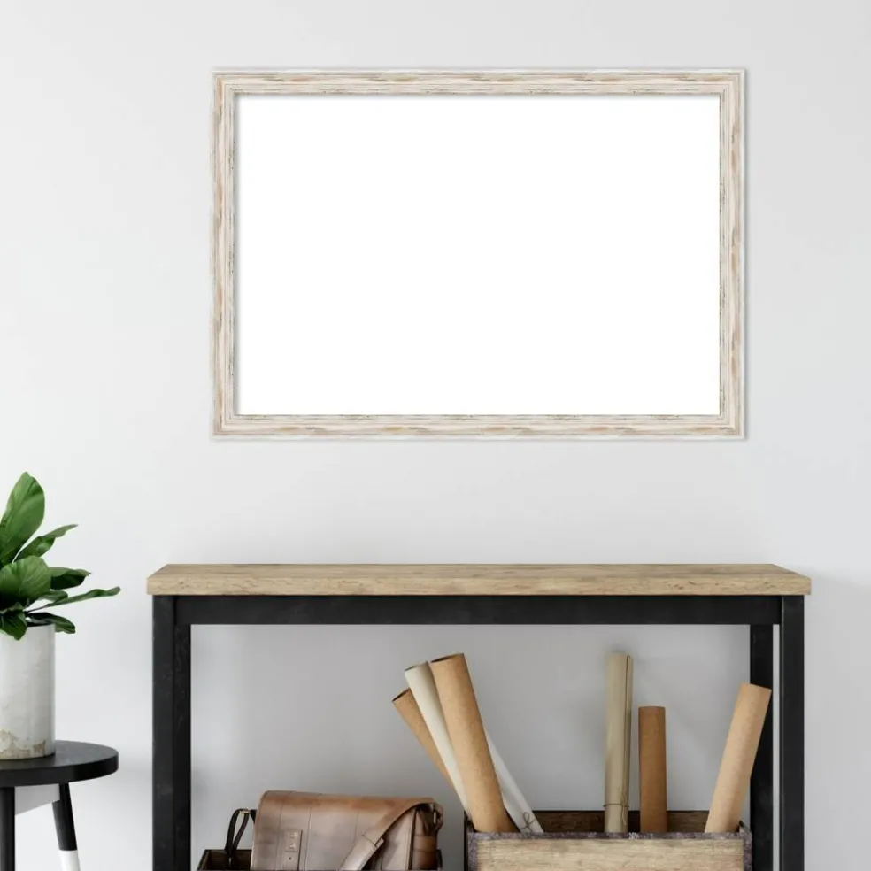 Alexandria White Wash Narrow Framed Dry Erase Magnetic Board