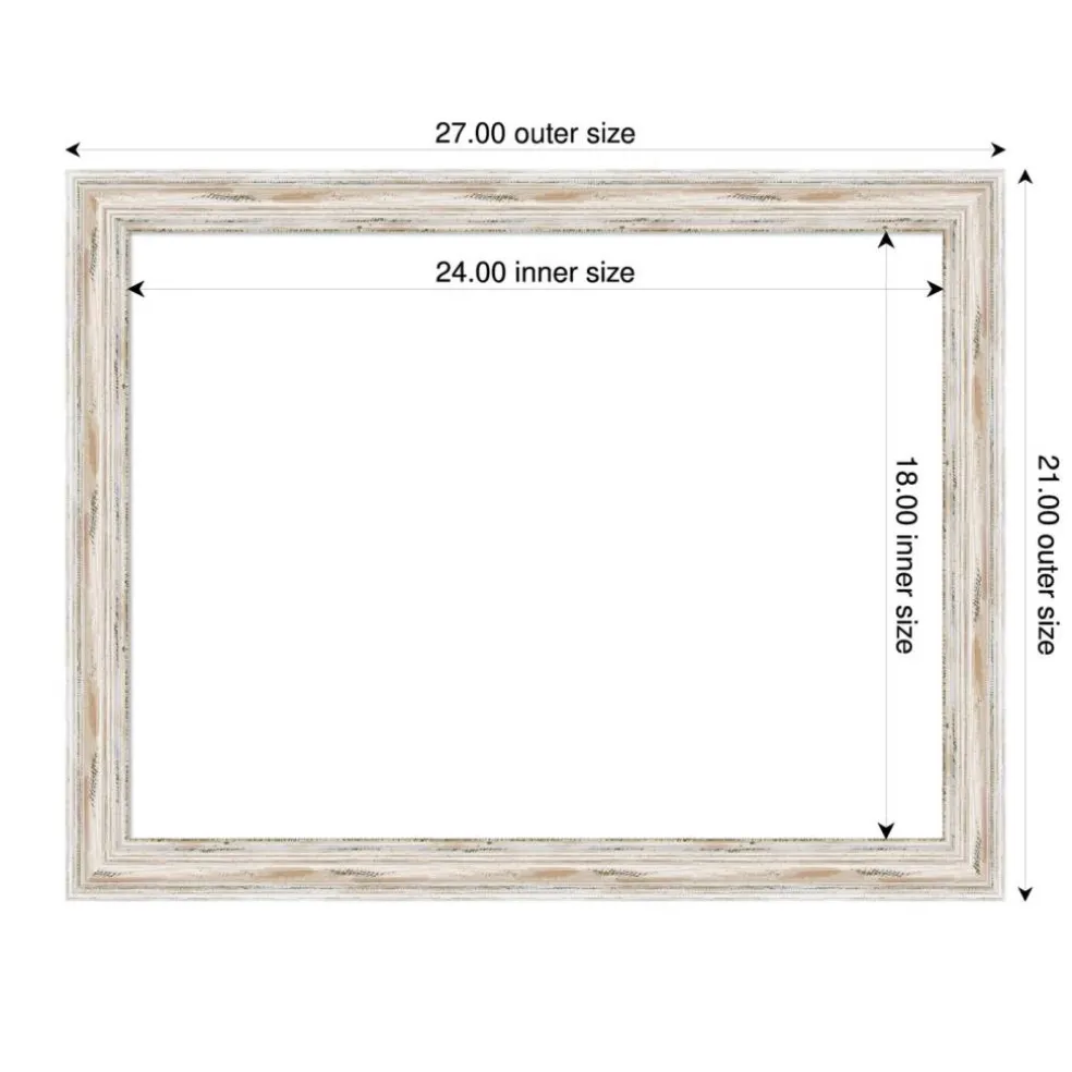 Alexandria White Wash Narrow Framed Dry Erase Magnetic Board