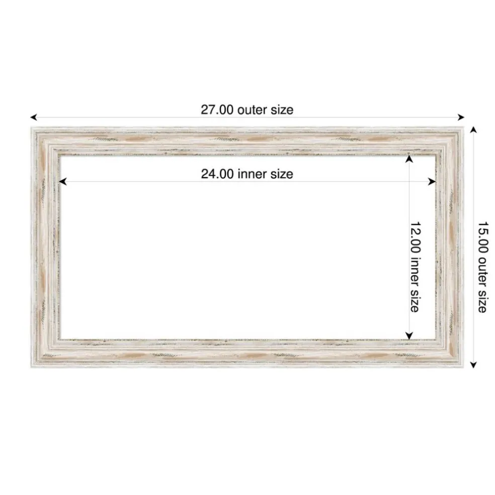 Alexandria White Wash Narrow Framed Dry Erase Magnetic Board