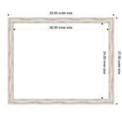 Alexandria White Wash Narrow Framed Dry Erase Magnetic Board