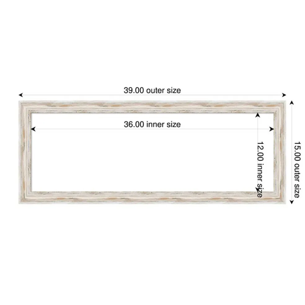 Alexandria White Wash Narrow Framed Dry Erase Magnetic Board