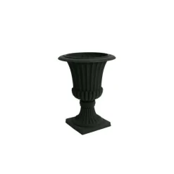 Algreen Products 16.25 in. Dia. x 21.25 in. Acerra Planter & Urn Planter - Black Stucco